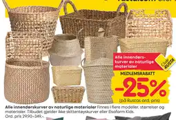Rusta Alle innendørskurver av naturlige materialer tilbud