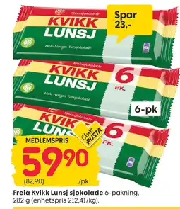 Rusta Freia Kvikk Lunsj sjokolade tilbud