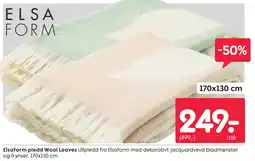 Rusta Elsaform pledd Wool Leaves tilbud