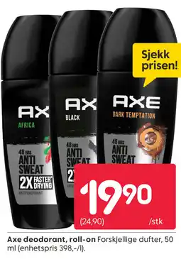 Rusta Axe deodorant, roll-on tilbud
