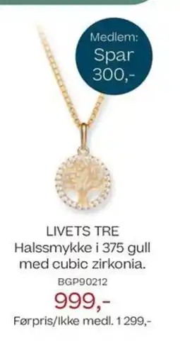 Bjørklund LIVETS TRE Halssmykke i 375 gull med cubic zirkonia. tilbud