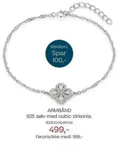 Bjørklund ARMBÅND 925 sølv med cubic zirkonia. tilbud