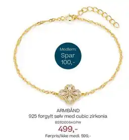 Bjørklund ARMBÅND 925 forgylt sølv med cubic zirkonia tilbud