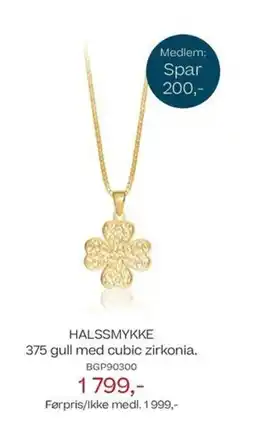 Bjørklund HALSSMYKKE 375 gull med cubic zirkonia. tilbud