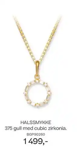 Bjørklund HALSSMYKKE 375 gull med cubic zirkonia. tilbud