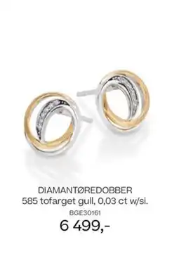 Bjørklund DIAMANTØREDOBBER 585 tofarget gull, 0,03 ct w/si. tilbud