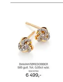 Bjørklund DIAMANTØREDOBBER 585 gull. Tot. 0,05ct w/si. tilbud