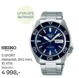 Bjørklund SEIKO 5 SPORT Mekanisk. 042 mm, 10 ATM. tilbud