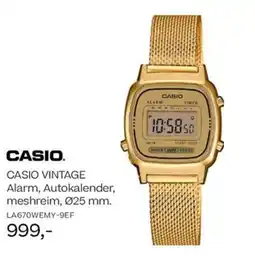 Bjørklund CASIO CASIO VINTAGE Alarm, Autokalender, meshreim, 025 mm. tilbud