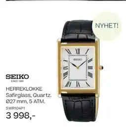 Bjørklund SEIKO HERREKLOKKE Safirglass, Quartz. 027 mm, 5 ATM. tilbud