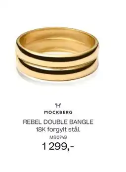 Bjørklund MOCKBERG REBEL DOUBLE BANGLE 18K forgylt stål. tilbud