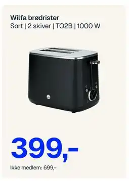 Jernia Wilfa brødrister, NOK 699, Medlemspris tilbud