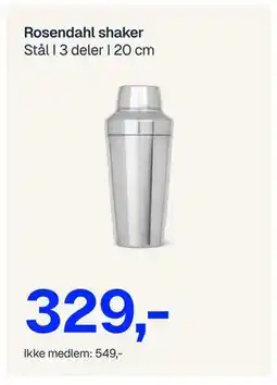 Jernia Rosendahl shaker, NOK 549, Medlemspris tilbud