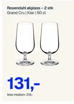 Jernia Rosendahl ølglass - 2 stk, NOK 219, Medlemspris tilbud
