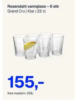 Jernia Rosendahl vannglass, NOK 259, Medlemspris tilbud