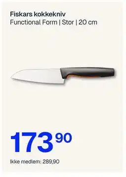Jernia Fiskars kokkekniv, NOK 289.9, Medlemspris tilbud