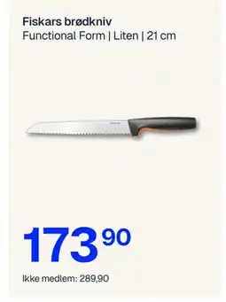 Jernia Fiskars brødkniv, NOK 289.9, Medlemspris tilbud