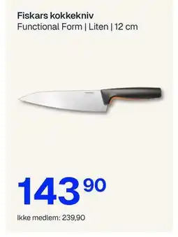 Jernia Fiskars kokkekniv, NOK 239.9, Medlemspris tilbud