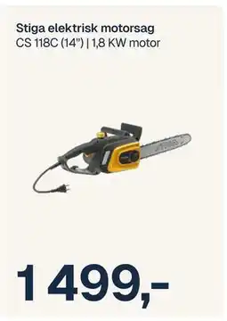 Jernia Stiga elektrisk motorsag, NOK 1499 tilbud