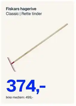 Jernia Fiskars hagerive, NOK 499, Medlemspris tilbud