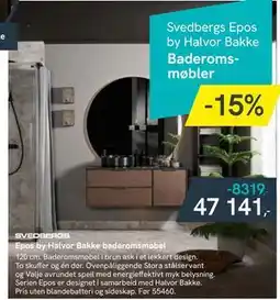 Bademiljø Epos by Halvor Bakke baderomsmøbel, NOK 47141 tilbud