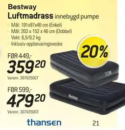 Thansen Luftmadrass tilbud