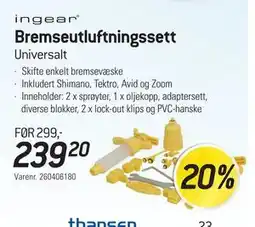 Thansen Bremseutluftningssett, NOK 239.2 tilbud