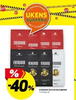 Bunnpris EVERGOOD 250 G OG HELE BØNNER tilbud