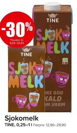 Eurospar TINE Sjokomelk tilbud