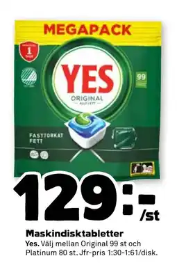 Stora Coop YES Maskindisktabletter tilbud