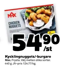 Stora Coop MAX Kycklingnuggets/-burgare tilbud