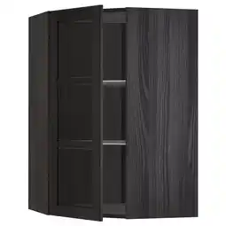 IKEA Metod Vegghjørneskap m hyller/vitrinedør, svart/lerhyttan svartbeiset, 68x100 cm tilbud