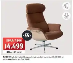 Bohus TIMEOUT hvilestol i tekstil Etna peach med svingfot i aluminium, NOK 14499 tilbud