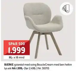 Bohus BJERKE spisestol, NOK 1999 tilbud