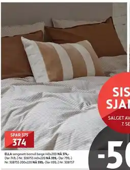 Bohus ELLA sengesett bomull beige, NOK 374 tilbud