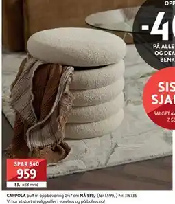 Bohus CAPPOLA puff, NOK 959 tilbud