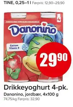 Spar Danonino, jordbær, 4x100 g tilbud
