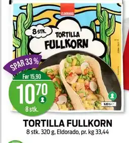 Kiwi TORTILLA FULLKORN, NOK 10.7 tilbud