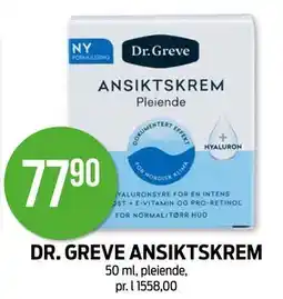 Kiwi DR. GREVE ANSIKTSKREM, NOK 77.9 tilbud