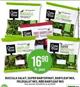 Kiwi RUCCULA SALAT, SUPER BABYSPINAT, BABYLEAF MIX, FELDSALAT MIX, RØD BABYLEAF MIX, NOK 16.9 tilbud