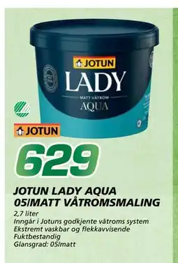 Coop Byggmix JOTUN LADY AQUA 05/MATT VÅTROMSMALING., NOK 629 tilbud