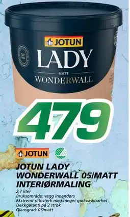 Coop Byggmix JOTUN LADY WONDERWALL 05/MATT INTERIØRMALING, NOK 479 tilbud