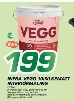 Coop Byggmix INFRA VEGG 10/SILKEMATT INTERIØRMALING, NOK 199 tilbud