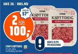 Coop Obs COOP KJØTTDEIG, NOK 100 tilbud
