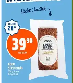 Coop Obs COOP SPELTBRØD, NOK 39.9 tilbud