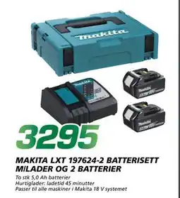 Coop Byggmix MAKITA LXT 197624-2 BATTERISETT M/LADER OG 2 BATTERIER, NOK 3295 tilbud