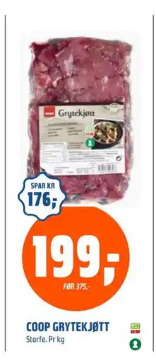 Coop Obs COOP GRYTEKJØTT, NOK 199 tilbud