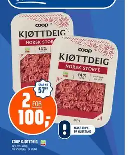 Coop Obs COOP KJØTTDEIG, NOK 100 tilbud