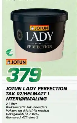 Coop Byggmix JOTUN LADY PERFECTION TAK 02/HELMATT I NTERIØRMALING, NOK 379 tilbud
