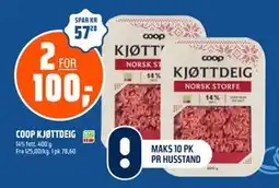 Coop Obs COOP KJØTTDEIG, NOK 100 tilbud